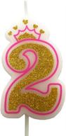 glitter candle for birthday party - pink number 2 logo