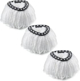 img 4 attached to 🧹 White Microfiber Mop Head Refills - Pack of 3, EasyWring Spin Mop Replacements for Efficient Cleaning