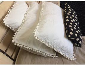 img 1 attached to 🛏️ Rayroger Queen Size Pom Pom Fringe Pillowcases - Ivory White, Washed Cotton Pillow Sham Rolls, Durable for Standard/Queen Size (19x29inches) - Set of 2