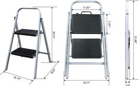 img 3 attached to 🪜 SUMEID 2 Step Folding Step Stool with Comfort Handgrip, Lightweight & Compact Design, Enhanced Safety with Wide Anti-Slip Treads & Feet, 330 lbs capacity - Ideal Ladders for Home, Office & Garage