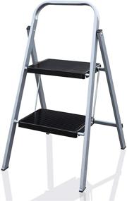 img 4 attached to 🪜 SUMEID 2 Step Folding Step Stool with Comfort Handgrip, Lightweight & Compact Design, Enhanced Safety with Wide Anti-Slip Treads & Feet, 330 lbs capacity - Ideal Ladders for Home, Office & Garage