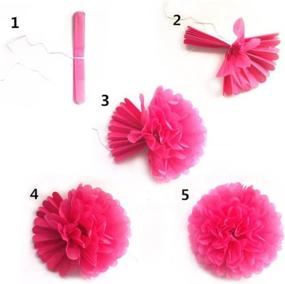 img 1 attached to 🎉 HAZOULEN Tissue Paper Pom Poms: Vibrant Party Decorations - Set of 12, 10"/12"/14