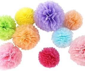 img 3 attached to 🎉 HAZOULEN Tissue Paper Pom Poms: Vibrant Party Decorations - Set of 12, 10"/12"/14