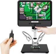high-resolution digital microscope with large 8.5 inch lcd screen and long distance lens for enhanced repair, soldering, material inspection, and observation logo