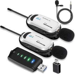 img 4 attached to 🎙️ Alvoxcon USB Dual Lavalier Wireless Lapel Microphone System - Ideal for Android, PC, Laptop, Speaker, Podcasting, Vlogging, YouTube, Conferences, Vocal Recording, Gaming (with Monitor Jack)