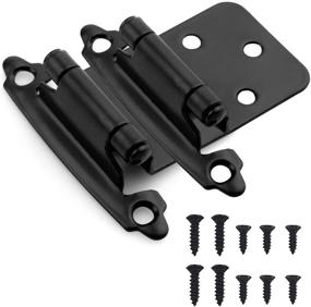 img 4 attached to 💡 Enhanced Self Closing Cabinet Hinges - 50 Pcs Overlay Matt Black with Upgraded Screws by Double Elite