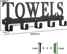 img 3 attached to 🧺 Black Metal Towel Holder - Rustproof and Waterproof Wall Mount for Bathroom, Kitchen, Bedroom, Pool, Beach Towels, Bathrobe, and Clothing - Sandblasted Towel Racks and Hooks for Door