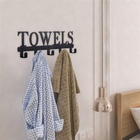 img 1 attached to 🧺 Black Metal Towel Holder - Rustproof and Waterproof Wall Mount for Bathroom, Kitchen, Bedroom, Pool, Beach Towels, Bathrobe, and Clothing - Sandblasted Towel Racks and Hooks for Door