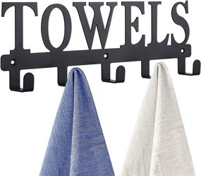 img 4 attached to 🧺 Black Metal Towel Holder - Rustproof and Waterproof Wall Mount for Bathroom, Kitchen, Bedroom, Pool, Beach Towels, Bathrobe, and Clothing - Sandblasted Towel Racks and Hooks for Door