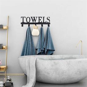img 2 attached to 🧺 Black Metal Towel Holder - Rustproof and Waterproof Wall Mount for Bathroom, Kitchen, Bedroom, Pool, Beach Towels, Bathrobe, and Clothing - Sandblasted Towel Racks and Hooks for Door