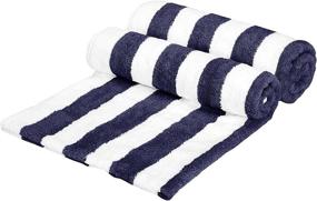 img 2 attached to 🏖️ Navy Blue Cabana Stripe Beach Towel - Pack of 2: Amazon Basics Towel for Beach Adventures