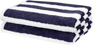 🏖️ navy blue cabana stripe beach towel - pack of 2: amazon basics towel for beach adventures logo
