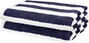 img 4 attached to 🏖️ Navy Blue Cabana Stripe Beach Towel - Pack of 2: Amazon Basics Towel for Beach Adventures