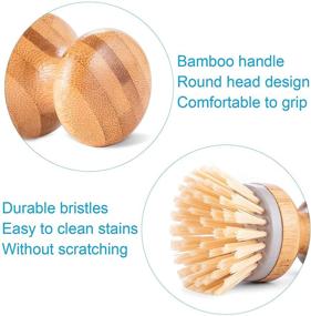 img 3 attached to 🧽 Bamboo Dish Scrubber Kitchen Scrub Brush for Cleaning Dishes, Pots, Pans, Sink, and Vegetables (1)