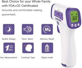 img 2 attached to Non-Contact Forehead Thermometer - Digital Infrared Thermometer with Fever Alarm, Accurate LCD Display for °F/°C Readings, Memory Function (Battery Not Included)