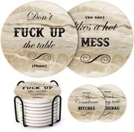 🍸 lifver funny coasters: set of 8 marble style absorbent drink coasters with holder and 4 sayings - 4 inch, ideal for tabletop protection logo