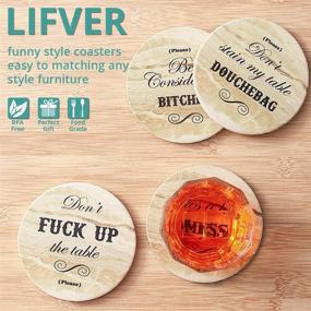 img 3 attached to 🍸 LIFVER Funny Coasters: Set of 8 Marble Style Absorbent Drink Coasters with Holder and 4 Sayings - 4 inch, Ideal for Tabletop Protection