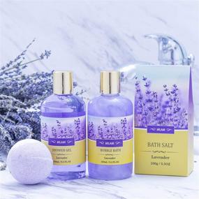 img 1 attached to 🛀 Luxurious Lavender Bath Spa Gift Basket: 7 Pc Relaxation Kit for Women, Including Lavender Body Lotion, Bubble Bath, Shower Gel, Bath Salt, Bath Bomb, Flower Loofah, and Home Spa Basket