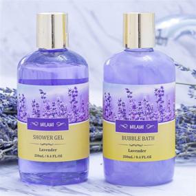 img 2 attached to 🛀 Luxurious Lavender Bath Spa Gift Basket: 7 Pc Relaxation Kit for Women, Including Lavender Body Lotion, Bubble Bath, Shower Gel, Bath Salt, Bath Bomb, Flower Loofah, and Home Spa Basket