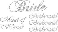 💎 set of 5 wedding rhinestone iron on transfers - (1 bride, 1 maid of honor, 3 bridesmaids) logo