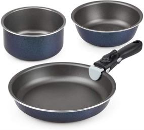 img 4 attached to 🍳 SHINEURI 4-Piece Aluminum Nonstick Pot and Pan Set with Removable Handle - Stackable Cookware for Home & Camping, Dishwasher/Oven Safe - 2qt / 8-inch / 9.5-inch Frying Pan Set