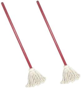 img 1 attached to 🧸 Small Cotton Yarn Toy Mop for Kids and Toddlers - Red & White Traditional Style - Made in USA - Ideal for Smaller Spaces - Durable Solid Wood Handle - Long-lasting Heavy Duty Design (Set of 2)