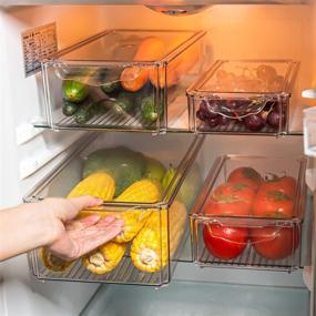 img 2 attached to 🍎 Pomeat Set of 4 Fridge Organizer Bins: Clear Stackable Containers for Kitchen Storage, Fruits and Vegetables - Pantry Organization