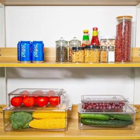 img 1 attached to 🍎 Pomeat Set of 4 Fridge Organizer Bins: Clear Stackable Containers for Kitchen Storage, Fruits and Vegetables - Pantry Organization