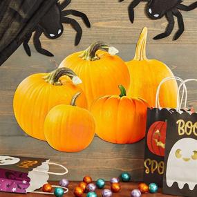 img 3 attached to 🎃 Versatile Large Paper Pumpkin Decor Set for Fall & Halloween: 4 Sizes, 12 Pack