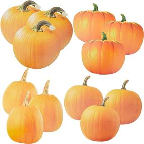 img 4 attached to 🎃 Versatile Large Paper Pumpkin Decor Set for Fall & Halloween: 4 Sizes, 12 Pack
