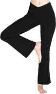 👖 stylish women's flared bootcut yoga pants with pockets: high-waisted crossover flare leggings for versatile work and dress pants logo