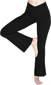 img 4 attached to 👖 Stylish Women's Flared Bootcut Yoga Pants with Pockets: High-Waisted Crossover Flare Leggings for Versatile Work and Dress Pants