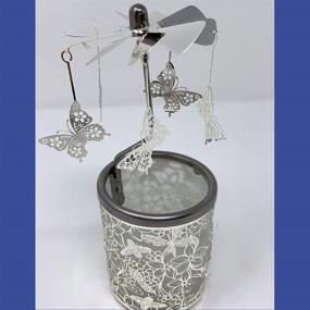 img 2 attached to 🦋 Rotating Silver Metal Butterfly Candle Holder with Floral and Bee Spinner Design - 6 ¼ Inch Tall