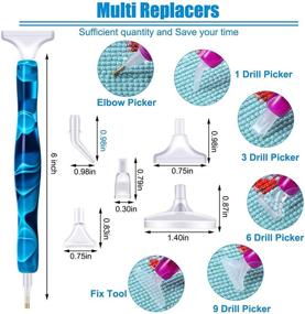 img 1 attached to 🎨 Ручка для алмазной живописи из смолы - Ручка с 10 насадками для рукоделия, шитья и ручных работ - Инструменты для живописи в фиолетовом и синем цвете.