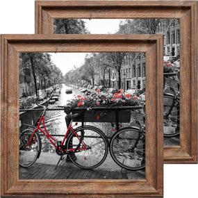 img 4 attached to 🖼️ QEQRUG 12x12 Frame Vintage Brown Square Picture Frames Set of 2 - Rustic Photo Frame 12 x 12 Inch, Ideal for Wall and Tabletop Display