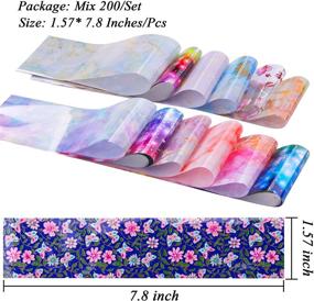 img 3 attached to 🌸✨ Dufin 200 Sheets Nail Foils Transfer Stickers - Laser Flower & Starry Sky Decor, Decals for Nail Art