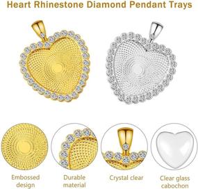 img 2 attached to 📿 48-Piece Rhinestone Bezel Pendant Tray Glass Cabochon Set: DIY Making Kit with 24 Heart Bezel Pendant Trays and 24 Transparent Glass Cabochon for Custom Photo Pendants (Gold, Silver)