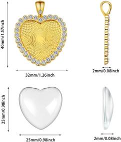 img 3 attached to 📿 48-Piece Rhinestone Bezel Pendant Tray Glass Cabochon Set: DIY Making Kit with 24 Heart Bezel Pendant Trays and 24 Transparent Glass Cabochon for Custom Photo Pendants (Gold, Silver)