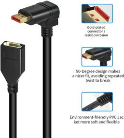 img 1 attached to 💻 30CM/12 Inch Ultra Short Angled Displayport 1.2 Extension Cable - BolAAzuL 90 Degree DP Male to DP Female Cord for HP Dell Asus - Supports 4K@60hz, 2K@144Hz, 1080P Audio and Video Extension Adapter