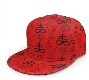 img 4 attached to 🎩 Occult Theme Abstract Pattern Flat Bill Brim Cap - Cool Unisex Hip Hop Trucker Hat with Adjustable Baseball Caps Design