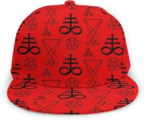 img 3 attached to 🎩 Occult Theme Abstract Pattern Flat Bill Brim Cap - Cool Unisex Hip Hop Trucker Hat with Adjustable Baseball Caps Design