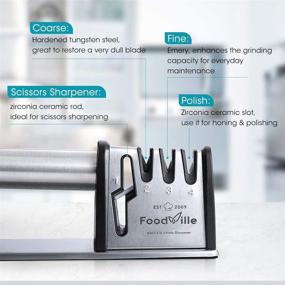 img 3 attached to 🔪 FoodVille KS03: Ultimate Kitchen Knife Sharpener for Scissors, Pocket Knives & Hunting Knives - Heavy Duty Stainless Steel Handle - Sharpen All Straight Blades Effortlessly