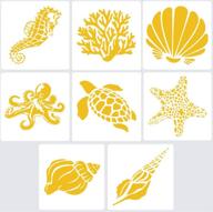 🌊 set of 8 sea creature animals stencils for diy crafts and decor - ideal for arts, card making, journaling, scrapbooking, and diy projects on furniture, walls, and floors (starfish, conch, seahorse, coral, shell, sea turtle, octopus) logo