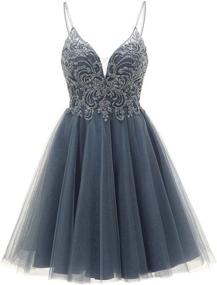 img 4 attached to Trendy Tulle Homecoming Dresses: Spaghetti Strap 👗 Cocktail and Formal Attire for Teens and Women