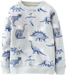 img 4 attached to 🦖 Dinosaurs Galore: Boys' Azalquat Crewneck Sweatshirt - Long Sleeved Hoodie in Fashionable Style