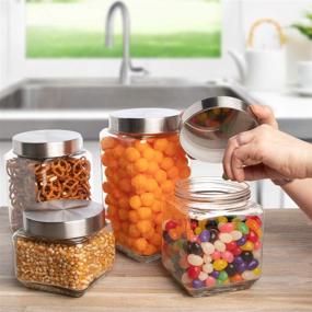 img 1 attached to Versatile Farberware Glass Canister Set - Ideal for Storing Beans, Cereal, Coffee, Rice, Flour, Candy, Sugar, & More