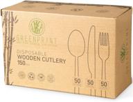 🌱 greenprint disposable wooden cutlery sets - eco-friendly biodegradable utensils for sustainable dining - 150 piece total: 50 forks, 50 spoons, 50 knives logo