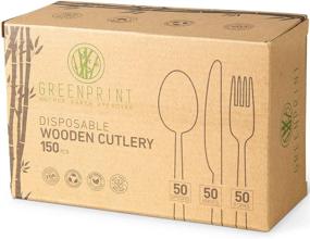img 4 attached to 🌱 GREENPRINT Disposable Wooden Cutlery Sets - Eco-friendly Biodegradable Utensils for Sustainable Dining - 150 Piece Total: 50 Forks, 50 Spoons, 50 Knives