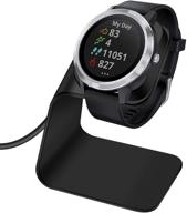 🔌 зарядное устройство garmin vivoactive 3/4/4s - премиум док-станция из алюминия с usb-синхронизацией данных для смарт-часов fenix 5, 5x, 6, 6x и venu (черного цвета) логотип