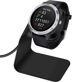 img 4 attached to 🔌 Зарядное устройство Garmin Vivoactive 3/4/4S - премиум док-станция из алюминия с USB-синхронизацией данных для смарт-часов Fenix 5, 5X, 6, 6X и Venu (черного цвета)